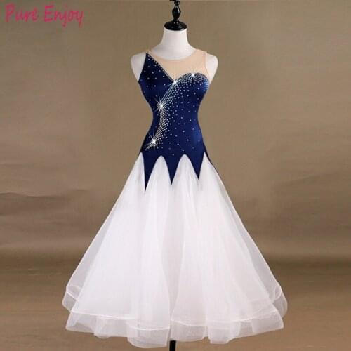 Womens ballroom dance dresses Tango standard waltz flamenco white blue buy dress for ballroom dancing lace children