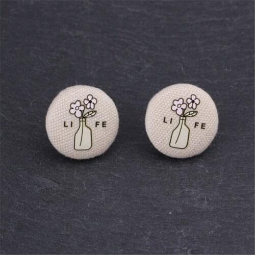 High Quality Stainless Steel Earring For Women Cute "Enjoy The Little Things" Letter And Flower On Cloth Earring Jewelry Brincos