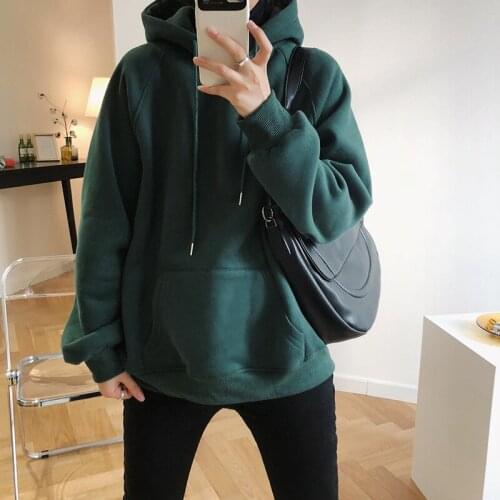 Women Warm Oversize Hooded Hoodies Women Pullovers Tops Autumn Long Sleeve Women Thick Hoodies with Pocket