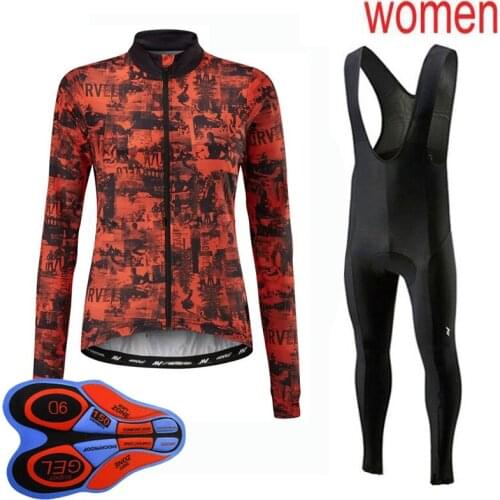 2021 New Team Cycling long Sleeve Jersey Bike Bib Pants Suit Womens MTB Bicycling Shirt Sports Uniform Factory Direct Clothing