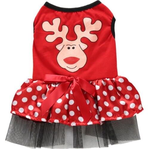 Pet Dog Winter Dress Cute Christmas Elk Pattern Dog Skirt Puppy Cosplay Costume Pets Christmas Princess Dresses