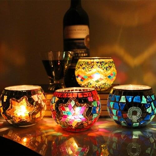 1 X Handmade Mosaic Candle Holder Romantic Candlelight Dinner Wedding Party Candle Lamp Home Deco Supply