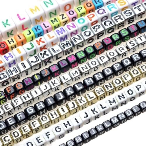 100/200/300PCS Acrylic Color Letter Digital Cube Loose Spacer Bead A Variety of Styles DIY Jewelry Making Bracelet Necklace Gift