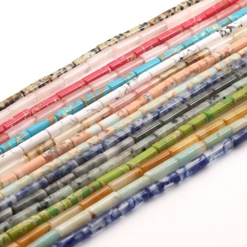 13x4mm Natural Multi-color Imperial Stone Loose Spacer Beads Cylinder Emperor Stones Handmade DIY Jewelry Bracelet Necklace 15