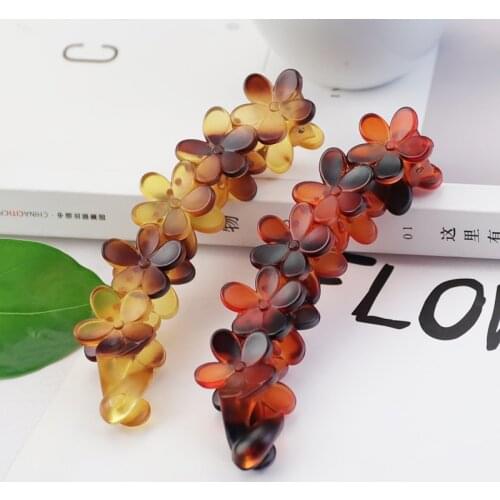 2pcs/lot New Flower Shape Hair Clip Red Brown Leopard Print Horsetail Hair Grip Cute Girls Women Hair Headwear Accessories