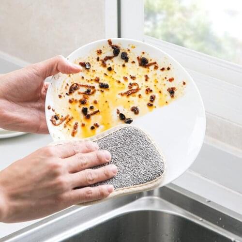 2 in 1 Dish Cloth Decontamination Cleaning Brush Household Kitchen Does Not Hurt the Pot Washing Artifact Double-sided Sponge