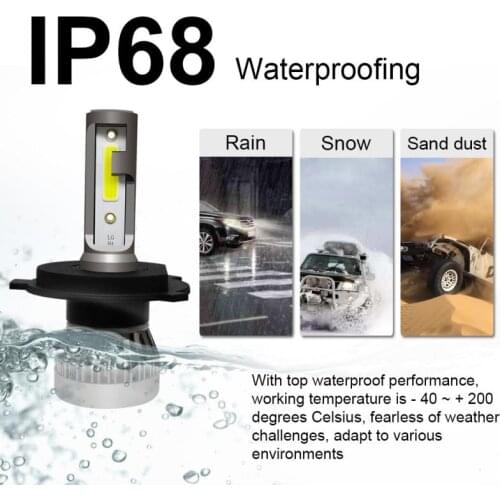 2 X H4 LED Headlight Conversion Kit COB Hi/Lo Beam Bulb 90W 12000LM White High Power 6000K H4LED Bulb Running Lights For Car