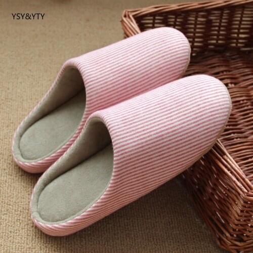 2019 new Home simple Japanese-style fall indoor warm home shoes male couple anti-slippery wood floor cotton slippers female wint