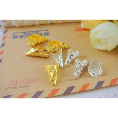 30pcs/lot 8*17mm Gold silver Flower Filigree Metal Bead Caps Hat End Caps