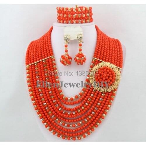 African Wedding Beads Necklace Set African Wedding Beads Jewelry Set African Jewelry Set Crystal Jewelry Set W5972