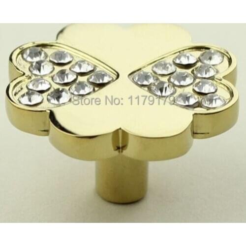 Diamond drawer knob glass crystal kitchen cabinet handle knob bright gold dresser cupboard furniture handles pulls knob 87-G