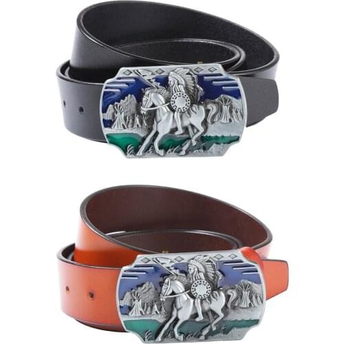 Antique Engraved Indian Aborigine Totem Belt Western Cowboys Style