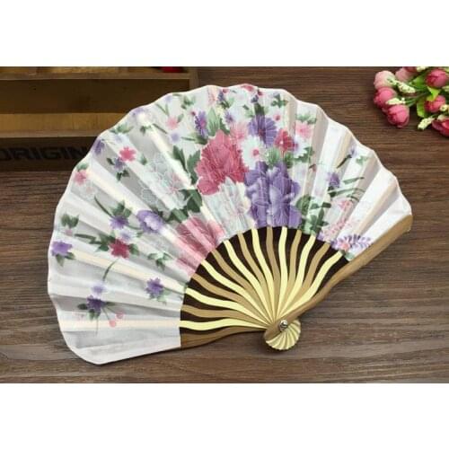 Free Shipping 100pcs Personalized/Customized Bamboo 100% Polyester Flower Blossoms Wedding Chinese Japanese Folding Fan