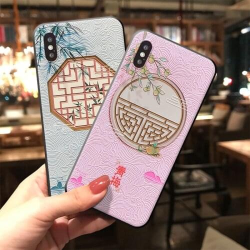 Ome 3D Embossed Phone Case For Samsung S10e S8 9 10 20 21 Ultra Plus Note8 9 10 20 Ultra Covers Bamboo Matte Phone Cases