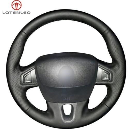 Black PU Artificial Leather Sew Car Steering Wheel Cover for Renault Fluence Fluence ZE 2009-2016 Megane 2009-2014 Scenic 2010