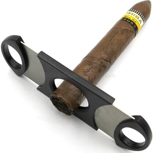 COHIBA High Grade Black Plastic And Metal Dual Blades Cigar Cigarette Cutter Tobacco Scissor Outdoor Smoking Tool