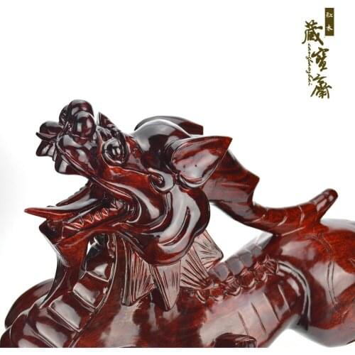 [] Wood crafts Tibetan Bao Zhai Feng Shui ornaments carved mahogany Pteris brave King