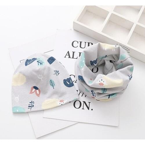 Cartoon Baby Hat Scarf Set Children Dinosaur Hat Boys Girls Autumn Newborn Neck Collar Kids Beanies Sets Cotton Bonnet Babies