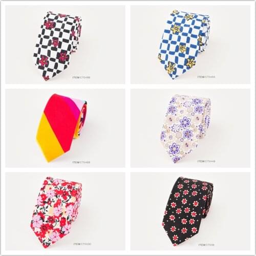 GUSLESON Brand New Mens Cotton Hanky Tie Classic Floral Paisley Printing for Mens Business Wedding Party Formal Neck Tie