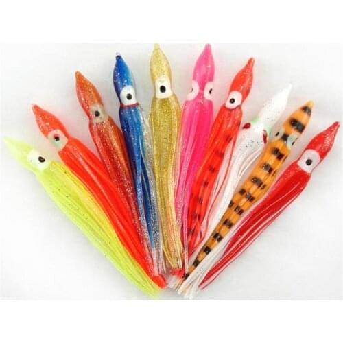 Hot Sale Fishing Accessories 20PC 12CM Soft Octopus Fishing Lure Saltwater Squid Skirt Lure Baits Pesca Isca Artificial 7