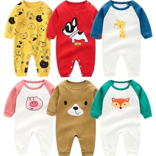 Toddler Rompers Girls Autumn New Casual Baby Boys Jumpsuits Clothes Cartoon Pure Cotton Long Sleeve Pajamas For Newborn 0-3Y