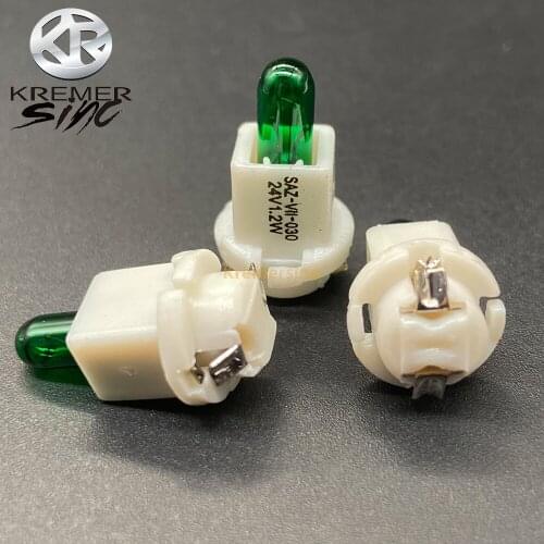 10pcs Bulbs Lamps for Audi Mercedes Benz BMW Opel Volvo Dashboard Instrument 24V 1.2W Green White Socket