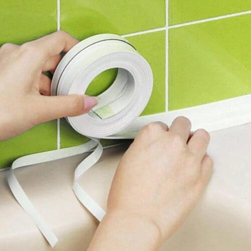 2Pcs White Pvc Self Adhesive Tape Kitchen Bathroom Wall Sealing Tape Mold Proof Shower Sink Bath Caulk Tape Sealing Strip