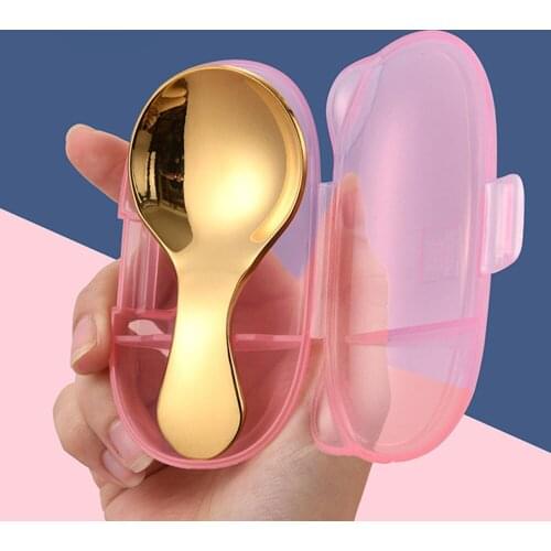 Stainless Steel Short Handle Spoons Mini Dessert Spoon Golden Spoon For Tea Coffee Cereal Soup Spoons For Kids