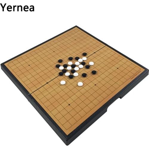Yernea Foldable Chess Magnetic Game of Go Board Game Chess Set Pieces Full Set Plastic 38*38 *2.8CM Size entertainment Gift