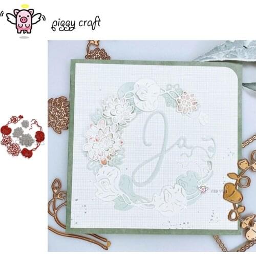 Piggy Craft metal cutting dies cut die mold Flower circle wreath Scrapbook paper craft knife mould blade punch stencils dies