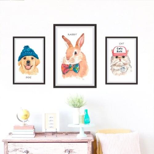 Lovely cat dog rabbit photo frame wall stickers home decor living room cartoon animals wall decals pvc mural art accessories