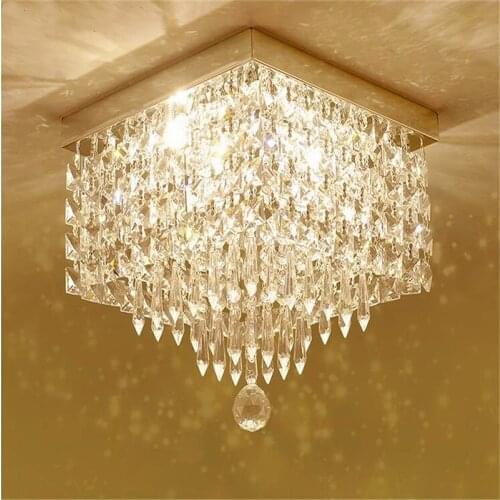 Fashional Crystal Ceiling Chandelier Fixture Modern Crystal Ceiling Chandelier Lighting Metal Lustre Square Led Lamp For Hallway