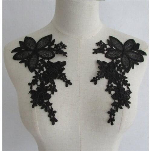 Fashion style Embroidery Black Applique Lace Collar Sewing Lace Fabric DIY Neckline Dresses Accessories A pair of sale YL258