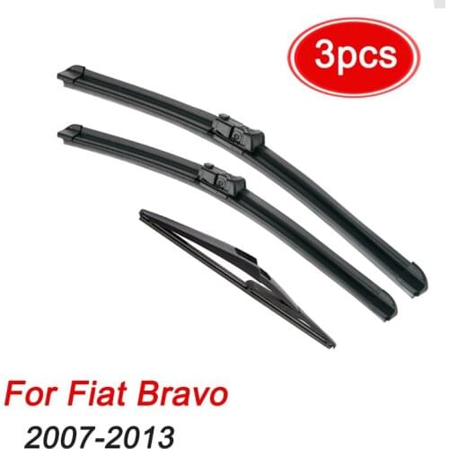 MIDOON Wiper Front Rear Wiper Blades Set For Fiat Bravo 2007-2013 Windshield Windscreen 24"+18"+12"