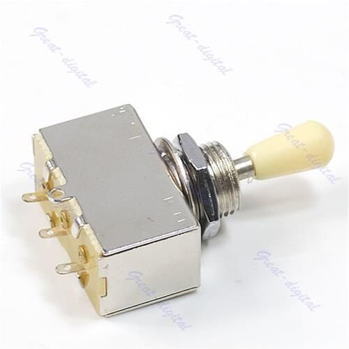New Chrome Box Style 3 Way Closed Toggle Switch For Electric Guitar Cream Knob L22