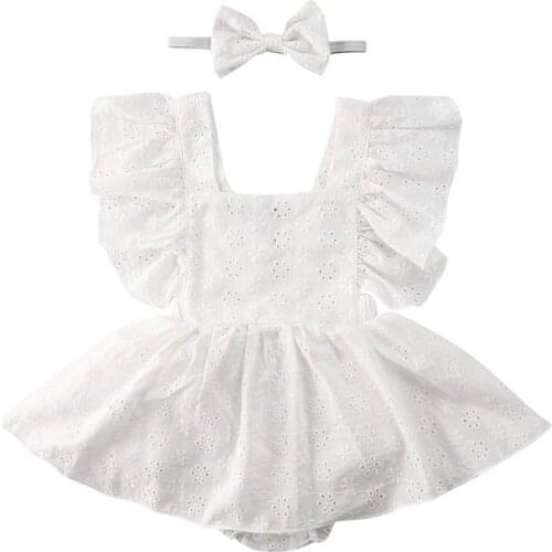Newborn Infant Baby Girls Cotton Princess Fly Sleeve Lace Romper Dress Clothes Outfit 0-24M 2020 New