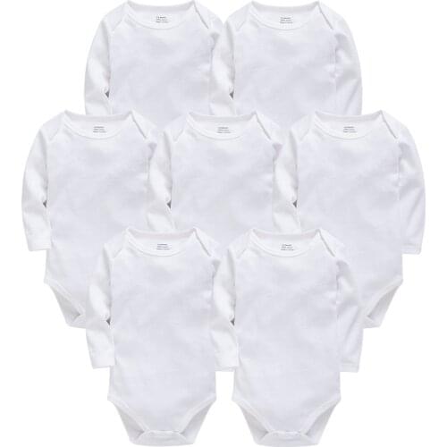 Kavkas Solid Baby Clothes 100% Cotton Newborn Blank Long Sleeve 0-24 Months Boy White Body Bebes Roupa Bodysuit