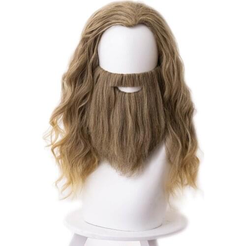 Fat Thor Cosplay Wig Hair Thor Curly hair Wig beard whisker Halloween Carnival Wigs