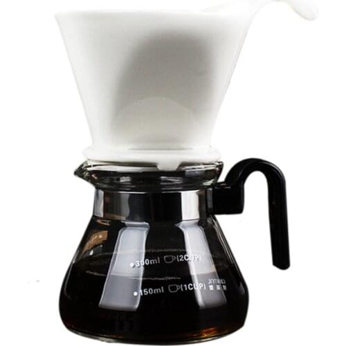 Pour Over Coffee Maker Glass 400mL / 3-Cup Coffee Plastic Collar With Filter