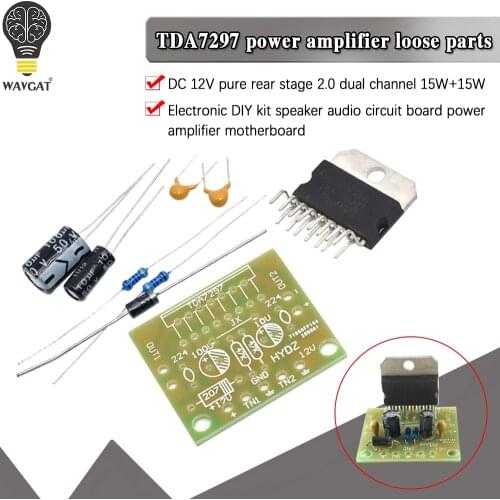 1set TDA7297 amplifier board spare parts dc 12v grade 2.0 dual audio encoding 15w electronic diy kit Student training laboratory