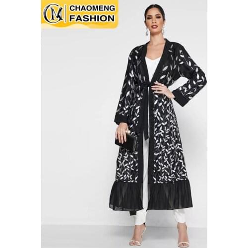 Ramadan Arab Embroidery Chiffon Hijab Open Dubai Abaya Kimono Muslim Fashion Turkey Kaftan Women Dress Caftan Islamic Clothing