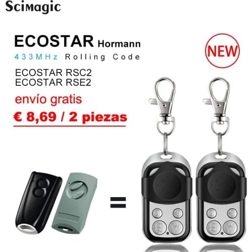 2PCS HORMANN ECOSTAR RSC2 RSE2 Compatible Remote Control Rolling Code 433MHz