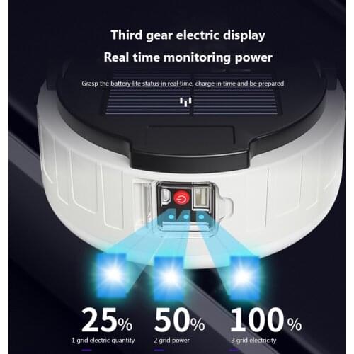 100W LED Solar Light Outdoor Light automatic adjust brightness Garden Street Light USB Rechargeable Bulb For Outdoor Tent Lamp