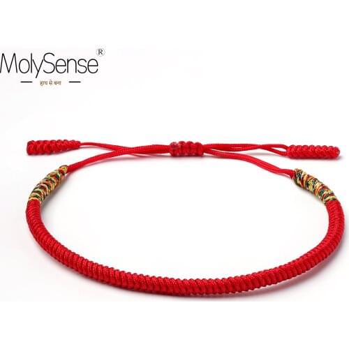 MolySense Tibetan Buddhist Love Lucky Charm Tibetan Bracelets & Bangles For Women Men Handmade Knots Red Rope Budda Bracelet