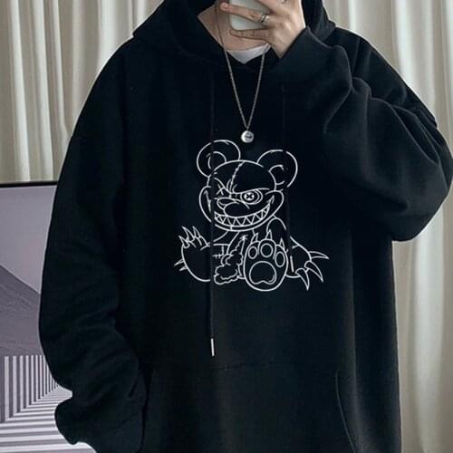 Dark Style Goth Devil 3D Demon Bear Oversize Hip Hop Top Rock Hoodie Sweatshirt Fleece Hoodie Casual Print Gothic Winter Outwear