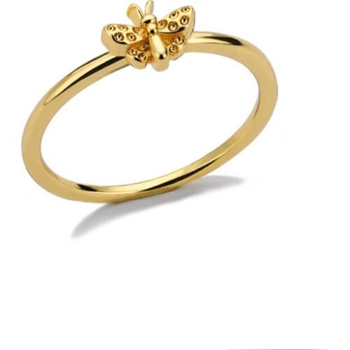 UFOORO Cute Golden Stainless Steel Bee Ring Mini Insect Ladies Ring