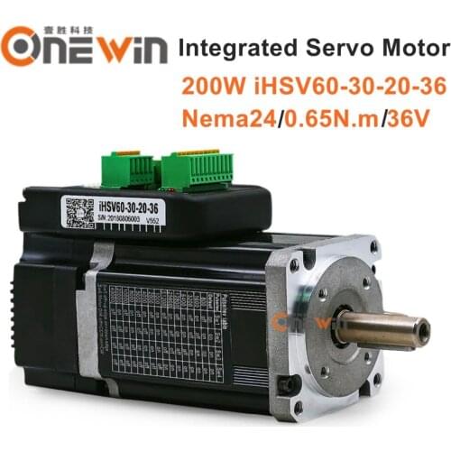 200W NEMA24 Integrated Closed loop Servo Motor 3000rpm 36VDC 0.65Nm iHSV60-30-20-36