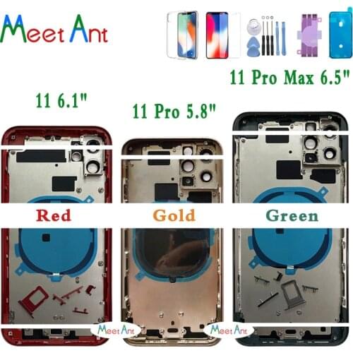 AAA High Quality Back Cover For iphone 11 / 11pro 11 Pro Max Housing Cover Rear Door Chassis Middle Frame with Back Glass + Tool
