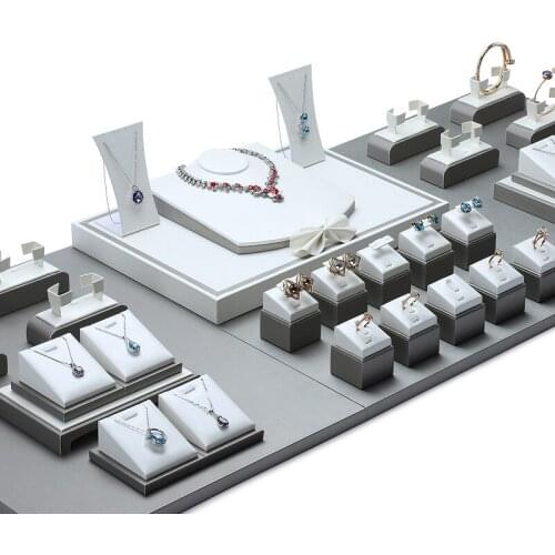 High-grade brushed PU leather jewelry counter display props window display stand Showcase suit sets of Taiwan can be customized