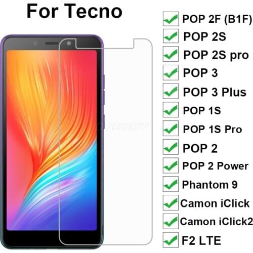 Tempered Glass For Tecno POP 2 S Pro Power 2F B1F 3 Plus 1S Pro Screen Protecto For Tecno Camon iClick 2 Phantom 9 F2 LTE Glass